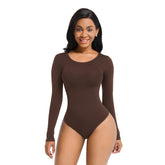 Essential Seamless Long Sleeve Shaping Bodysuit - Brown